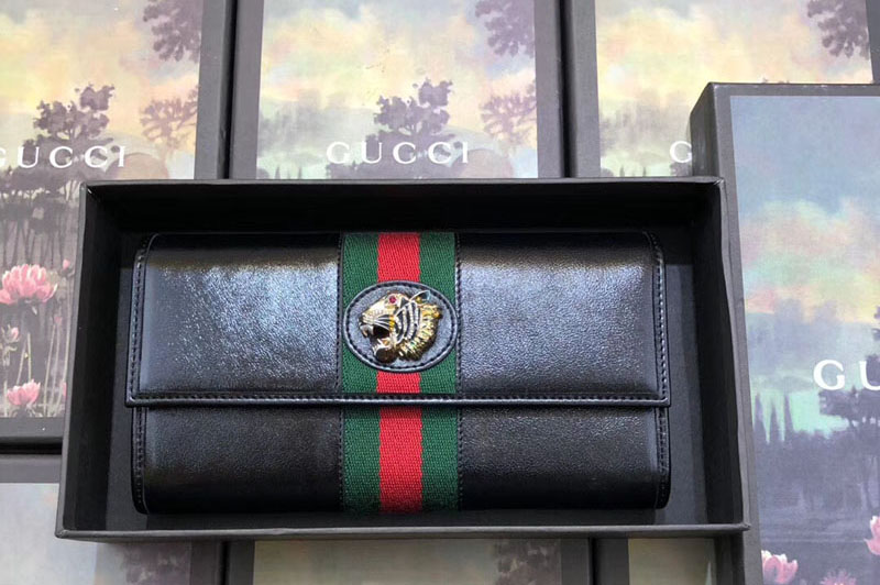 Gucci 573789 Rajah continental wallet Black Leather