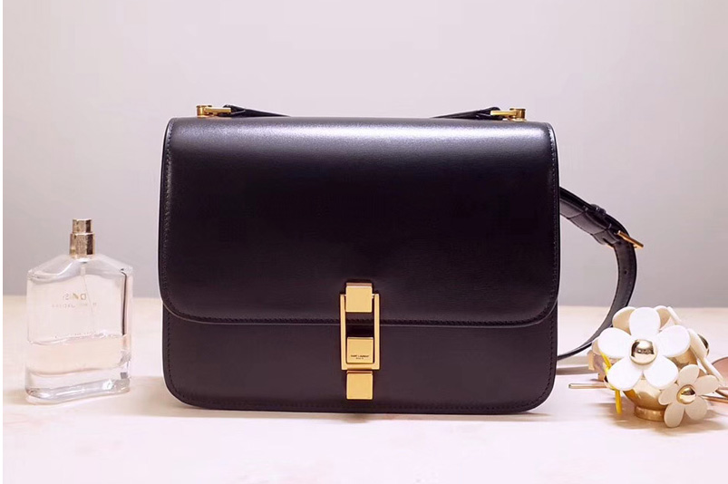 Saint Laurent YSL 585060 Carre Satchel Bags In Black Smooth Leather