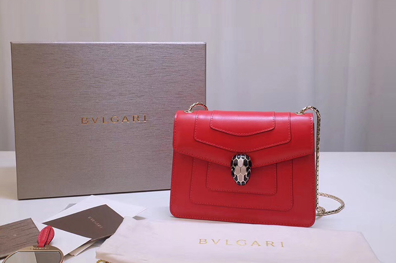 Bvlgari Serpenti Forever 61879 Flap Cover Bags Red Calf Leather