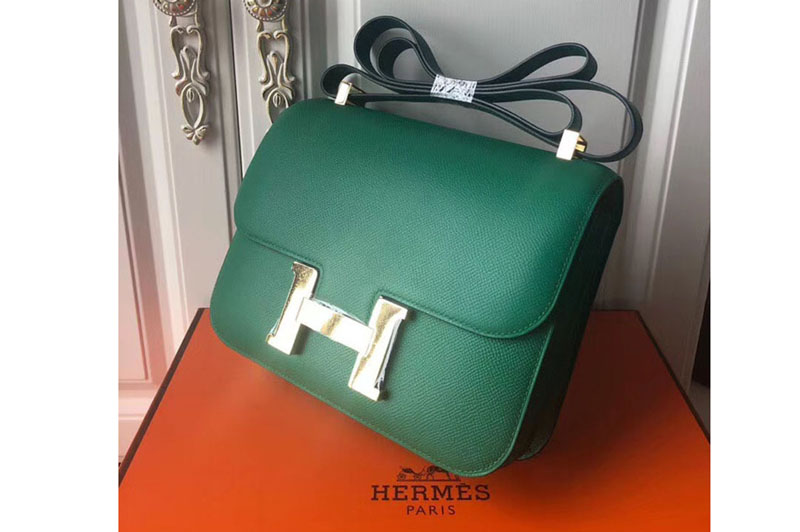 Hermes Constance 24cm Bag Original Epsom Leather Gold Green