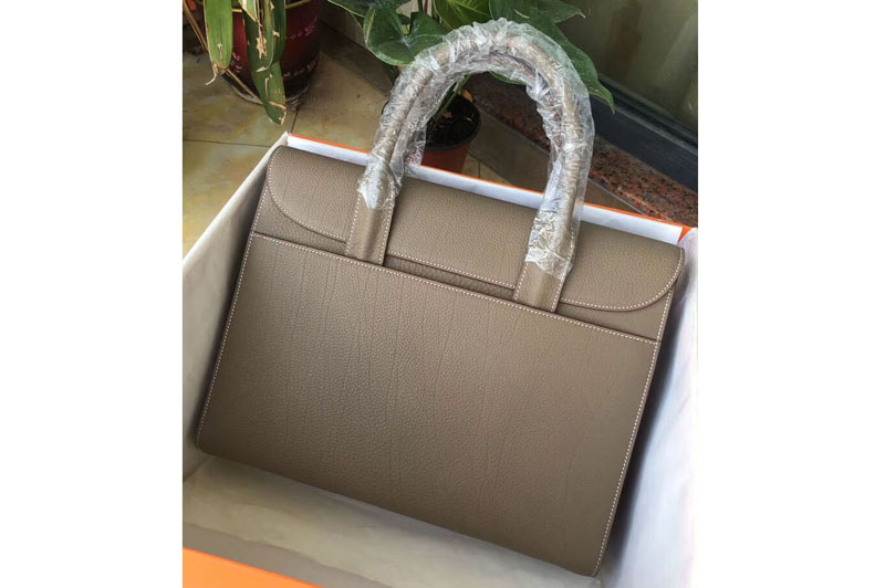 Mens Hermes 38cm Messenger Bags Original Togo Leather Grey