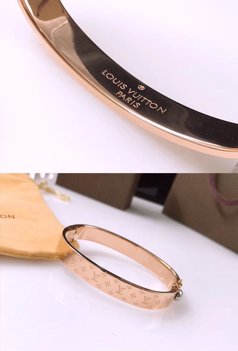 Louis Vuitton Engraved Monogram Pattern Nanogram Cuff Bracelet M