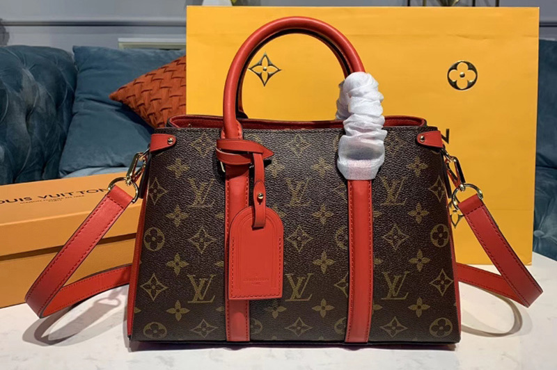 Louis Vuitton M44815 LV Soufflot BB Bags Monogram Canvas With Red Calf Leather