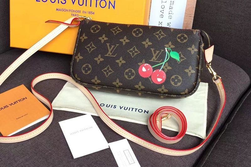 Louis Vuitton M51980 LV Pochette Accessoires With Cherry Bags Monogram Canvas