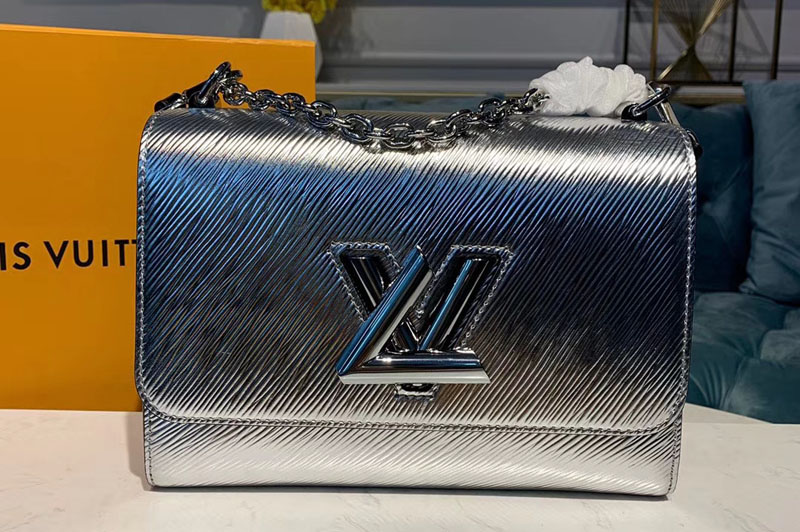 Louis Vuitton M53597 LV Twist MM handbags Silver Epi Leather