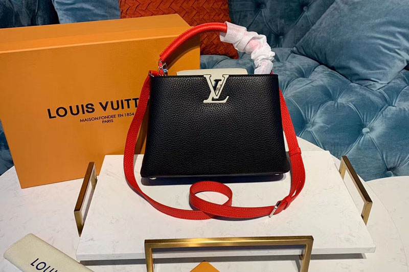 Louis Vuitton M53678 LV Capucines PM Bags Black Taurillon leather