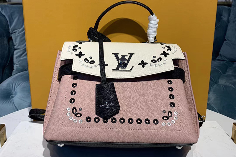 Louis Vuitton M53952 LV Lockme Ever BB handbags Pink Leather Embroidered with Eyelets