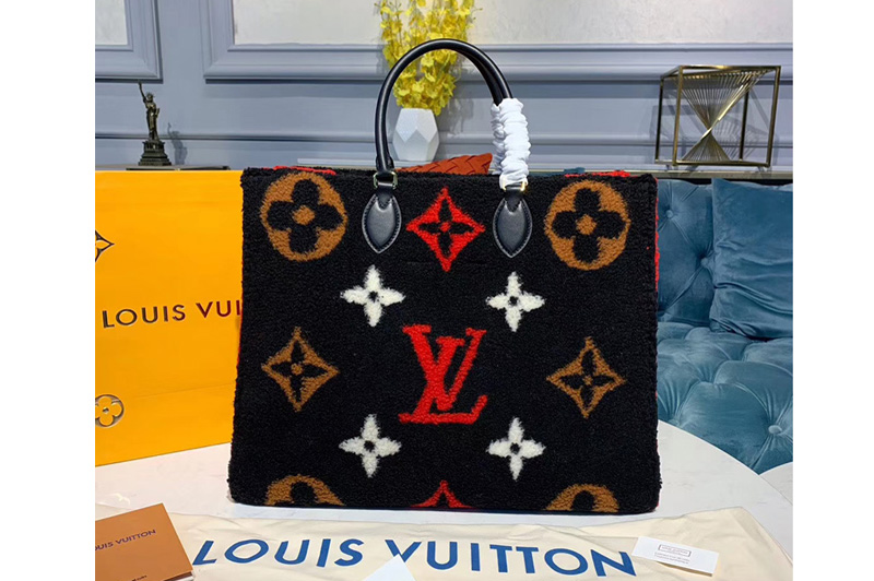 Louis Vuitton M55421 LV Onthego tote bag Black Monogram Canvas and Velvet