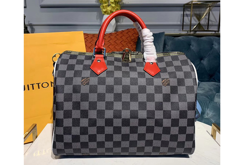 Louis Vuitton N40236 LV Speedy Bandouliere 30 bags Black-and-white Damier coated canvas