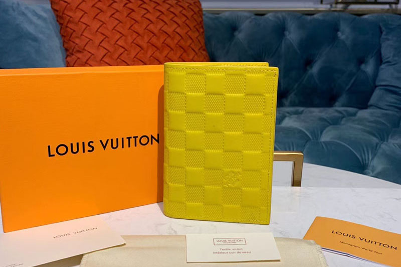 Louis Vuitton N60181 LV Passport Cover Wallets Yellow Damier Infini Leather