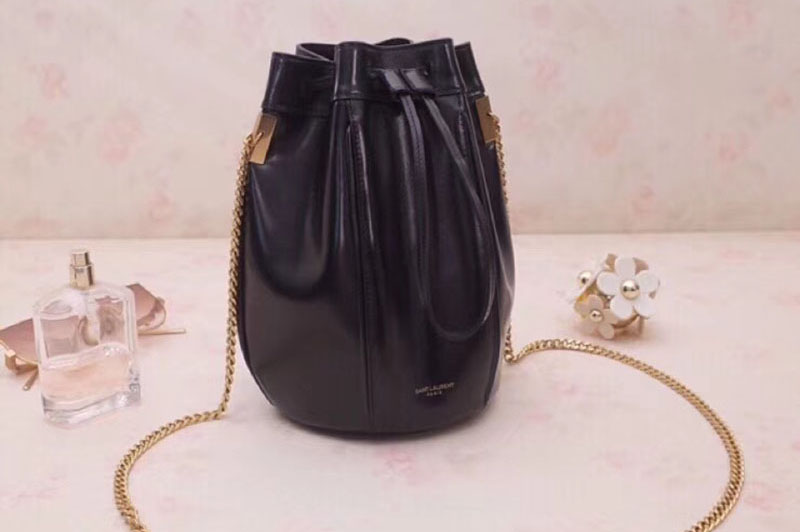 YSL Saint Laurent Talitha Small Bucket Bag in Smooth Leather 554250 Black