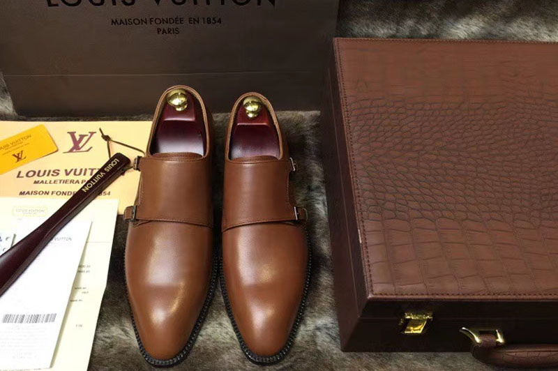 Louis Vuitton LV Monceau Buckle Shoes Brown Calf Leather