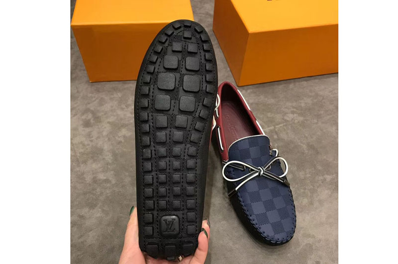Louis Vuitton LV Arizona Mocassin Shoes Damier Embossed Calf leather Blue