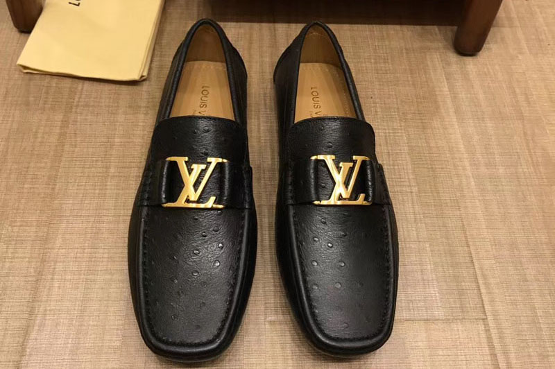 Louis Vuitton LV Monte Carlo Moccasin Shoes Calf Leather Black [slv067 ...