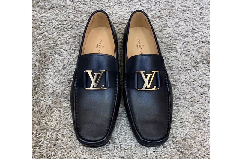 Louis Vuitton LV Montaigne Loafer Shoes Calf Leather Black