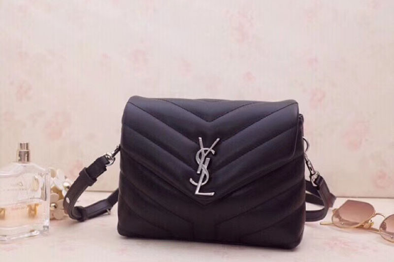 YSL Saint Laurent Loulou Toy Bag in Black Matelasse Leather 467072