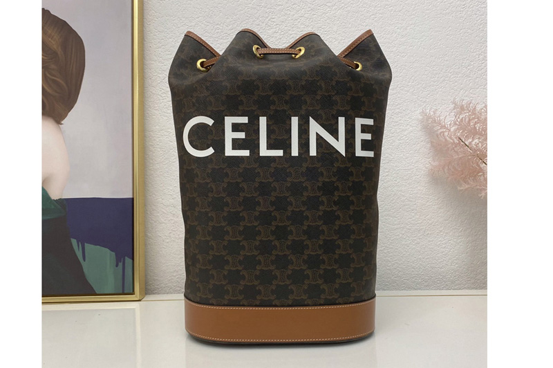 Celine 191532 Medium Sailor bag in triomphe canvas with celine print tan calfskin