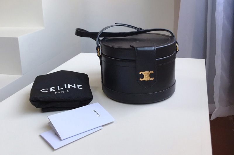 Celine 195193 medium tambour bag in Black smooth calfskin