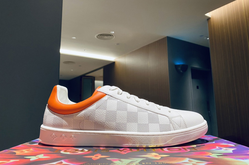 Louis Vuitton 1A8B6K LV Luxembourg sneaker in Orange grained calf leather With Damier pattern