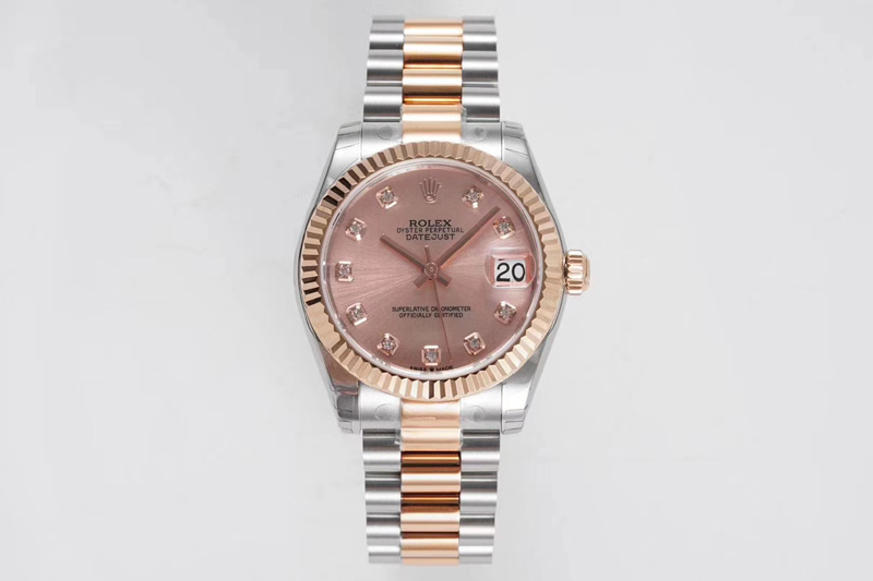 Rolex Datejust 31mm 178274 SS/YG GSF Best Edition Rose Gold Crystal Markers Dial on SS/YG President Bracelet SEIKO NH05A