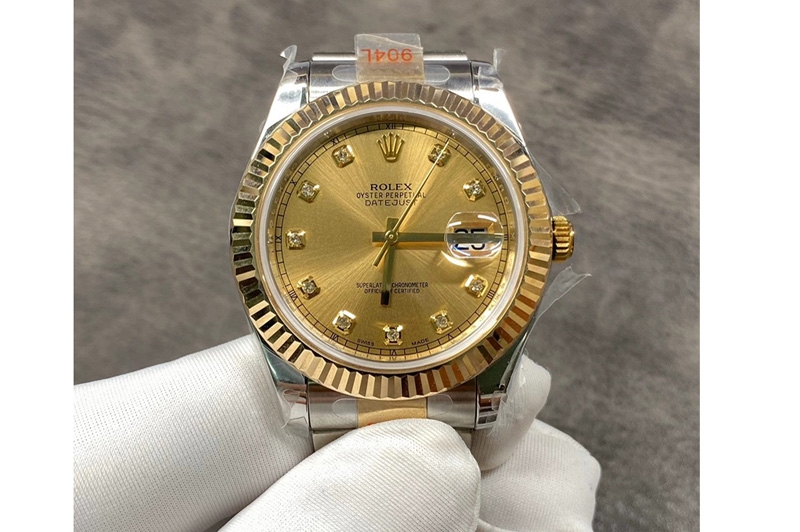 Rolex DateJust 41 126333 SS/YG Wrapped GM Best Edition Gold Crystals Makers Dial on SS/YG Wrapped Oyster Bracelet Swiss2836