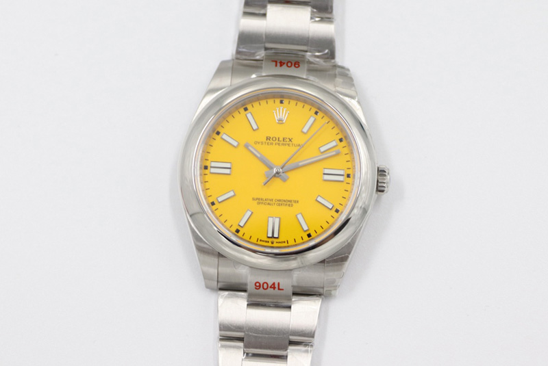 Rolex Oyster Perpetual 41mm 124300 EWF Best Edition Yellow Dial on SS Bracelet A3230