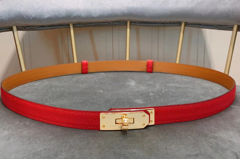 Women's Hermes 17mm Gold Kelly Buckle Leather belts in Red Epsom ...