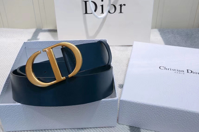 Dior 30 Montaigne 35mm belt With CD logo Buckle in Blue Calfskin ...
