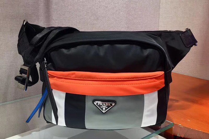 Prada 2VH038 Technical fabric cross-body bags Black/White/Gray/Orange Technical fabric