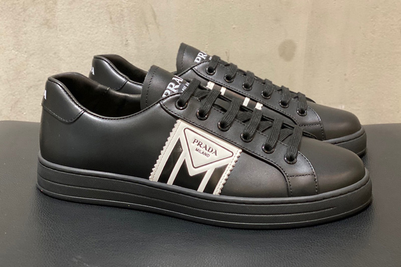 Prada 4E3544 New Avenue Leather Sneakers in Black calf leather