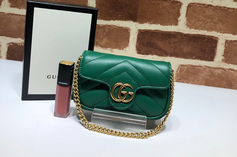 Gucci 575161 GG Marmont mini coins bag in Green Leather