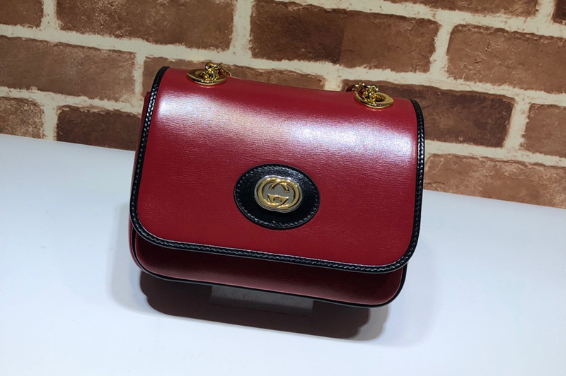 Gucci ‎576423 Leather Small Shoulder Bag In Red Leather