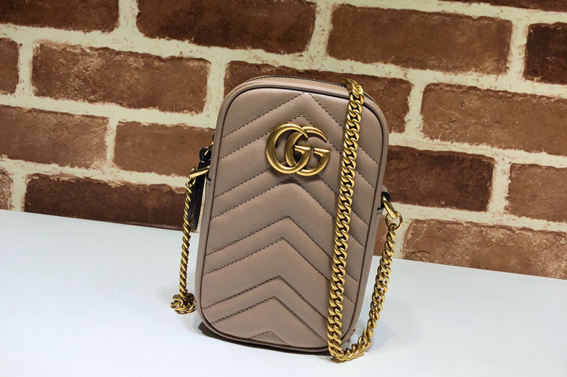 Gucci 598597 GG Marmont mini bag in Apricot matelasse chevron leather