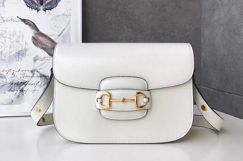 Gucci 602204 1955 Horsebit shoulder bag in White textured leather ...