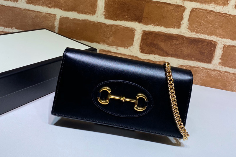 Gucci 621892 Gucci 1955 Horsebit wallet with chain in Black leather