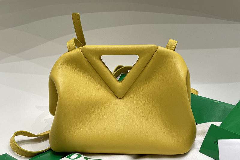Bottega Veneta 658476 Point Leather top handle bag in Yellow Calf Leather