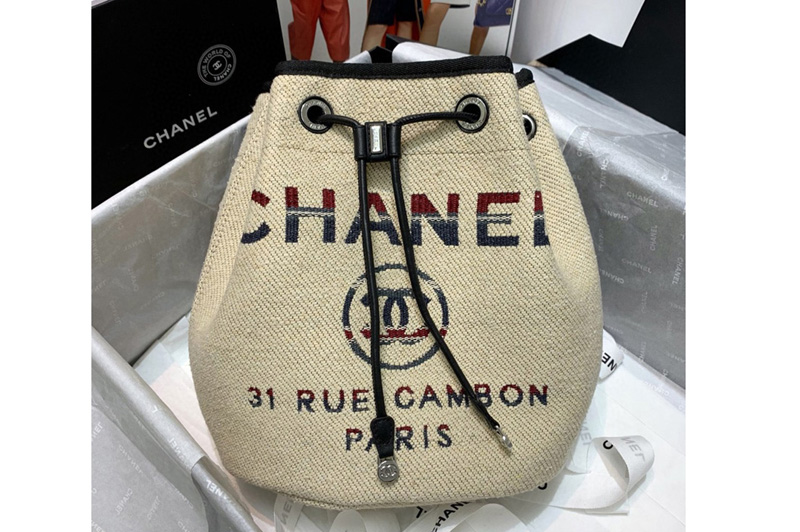 CC AS1045 31 rue Cambon Drawstring bag in Beige Mixed Fibers