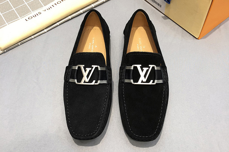 Men's Louis Vuitton Monte Carlo moccasin Shoes Black suede Leather