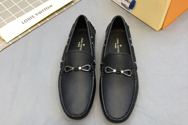 Men's Louis Vuitton Moccasin Loafer Shoes Black Leather