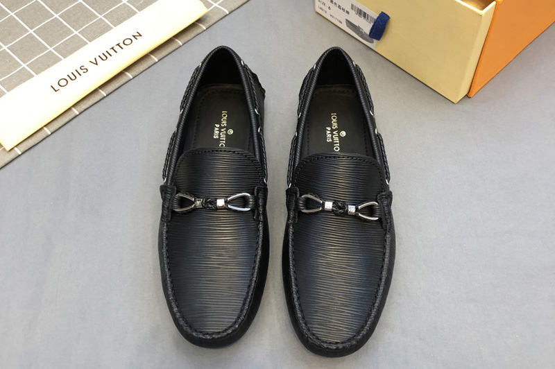 Men's Louis Vuitton Moccasin Loafer Shoes Black Leather [Flv009] - $148 ...