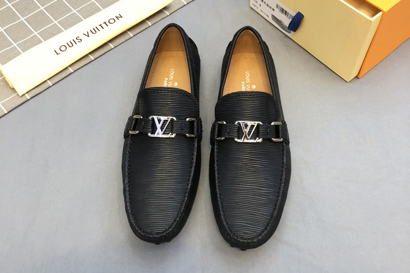 Men's Louis Vuitton Hockenheim moccasin Shoes Black Leather