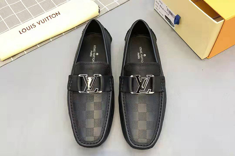 Men's Louis Vuitton Monte Carlo moccasin Shoes Black Damier Infini Leather