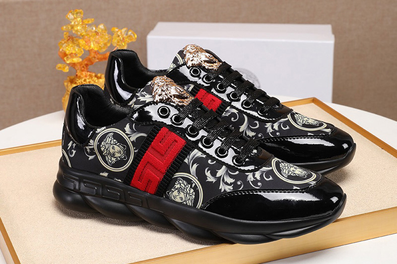 Men's Versace Sneaker and Shoes Black Leather with Web [Fver013] - $118 ...