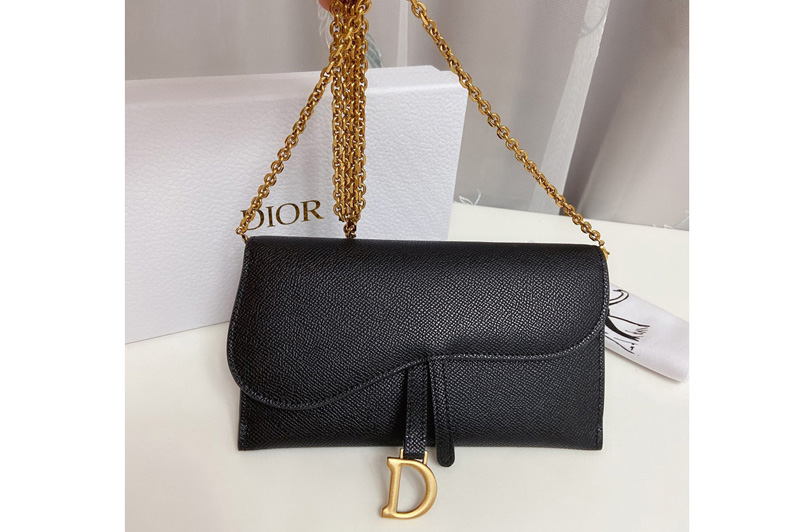 Christian Dior S5614 Dior Saddle wallet in Black Calf Leather