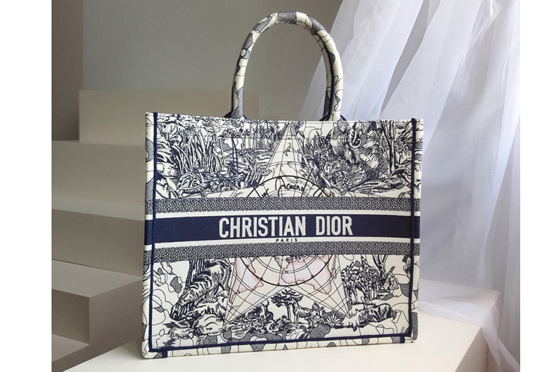 Christian Dior M1286 Dior Book Tote Bag in Blue Multicolor Dior Around ...