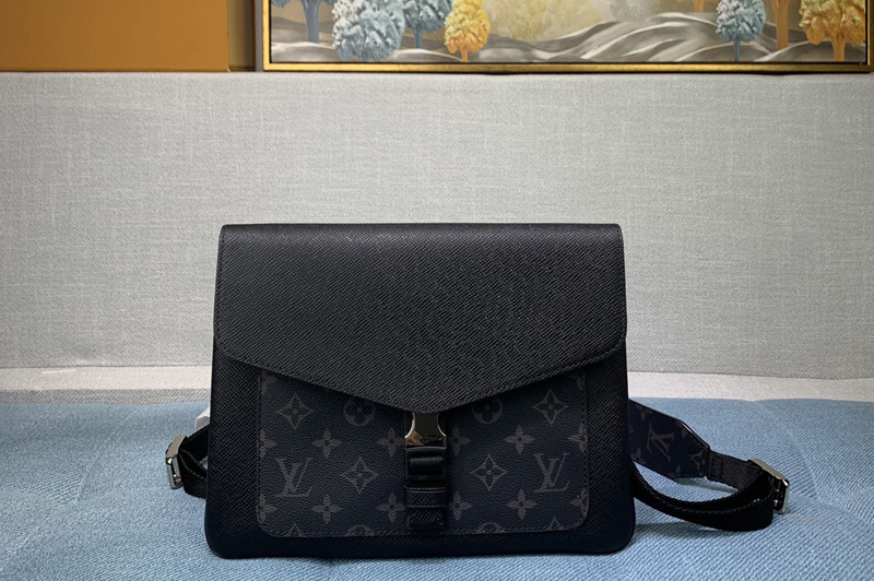 Louis Vuitton M30413 Outdoor flap messenger Bag in Taiga Leather and Monogram Eclipse Canvas