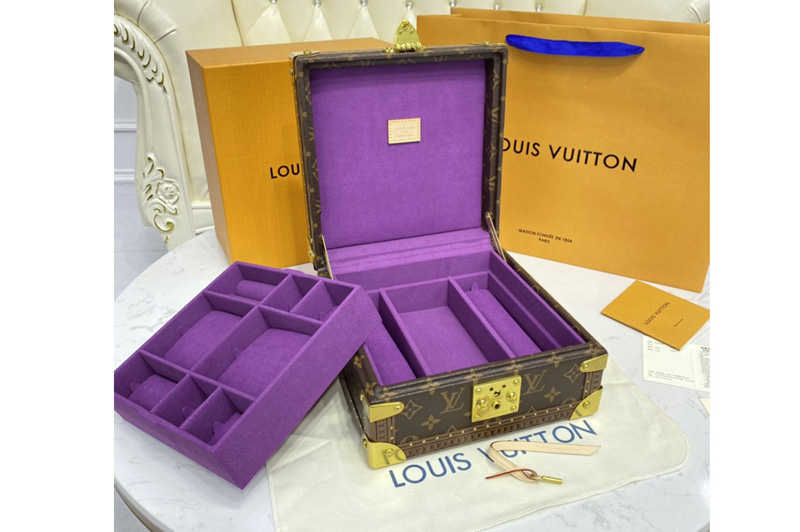Louis Vuitton M13513 LV Jewelry Box Monogram Canvas with Purple inside