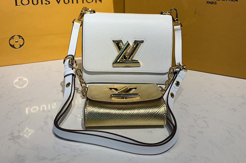 Louis Vuitton M55703 LV Twist PM chain bag in White/Gold Epi leather ...