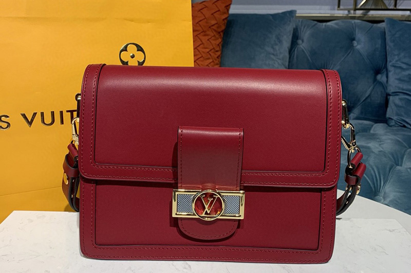 Louis Vuitton M55735 LV Dauphine MM Bags in Red Smooth calfskin leather