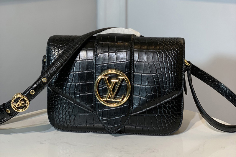 Louis Vuitton N98478 LV LV Pont 9 shoulder bag in Black Alligator leather